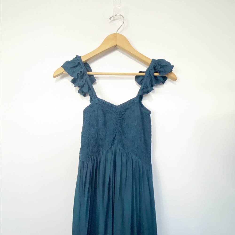 NWT-Boho Me Dark Teal Smocked tank Hi low Sundress SM - Picture 3 of 9